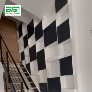 Chantier rénovation Beaumont-lès-Valence - escalier et bibliothèque